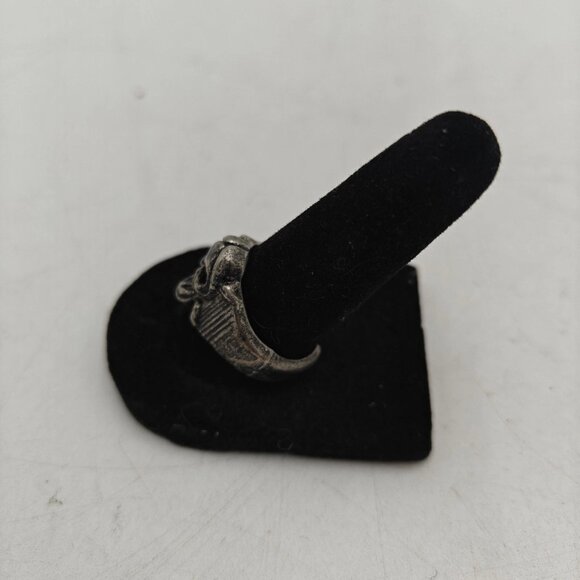 Silver Tone Skull Ring Gothic Biker Punk Style Chunky Unisex Size 12.5 + Open - Picture 4 of 13